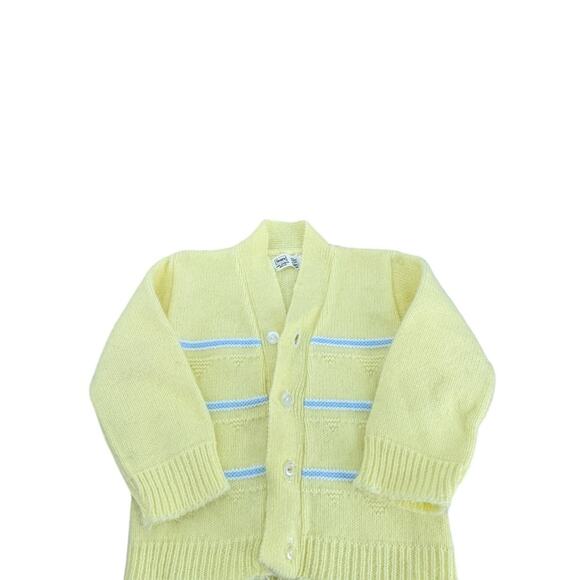 Vintage Sears Soft Cream Knit Cardigan Baby Boy Size 6-9 Months - Picture 1 of 4